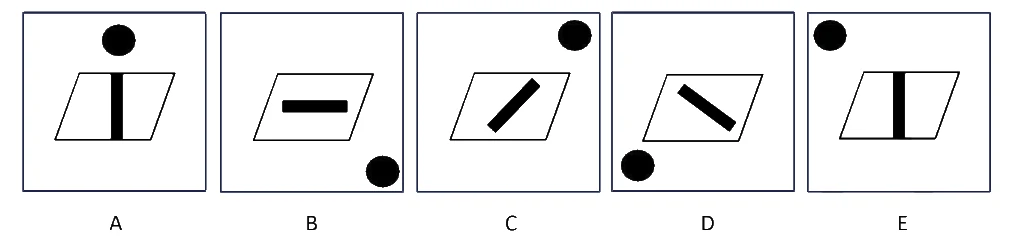 Middle of sequence: example question showing five items to be arranged