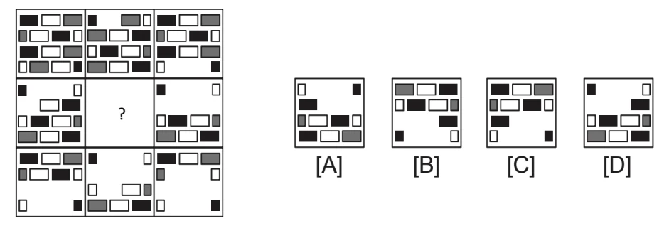 3x3 grid of rectangle patterns with the middle cell missing